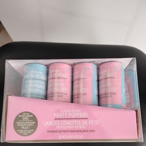 Gender Reveal Party Poppers - Pink and Blue Pk Of 12 New